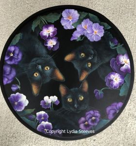 Black Cat Trio with Pansies Acrylic e-packet and video